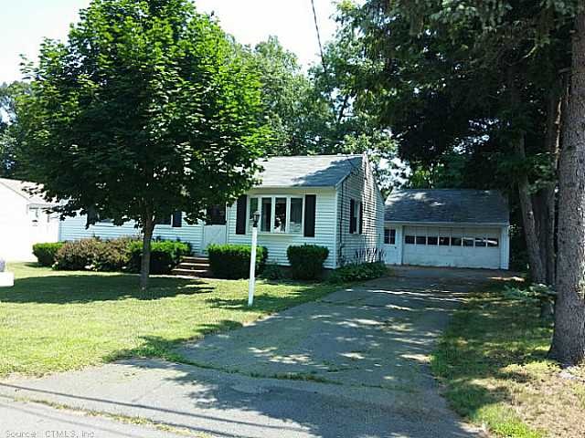 Exterior Front. Ranch with 2 car garage detached. 
