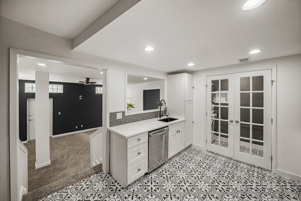 French doors leading to laundry and pantry