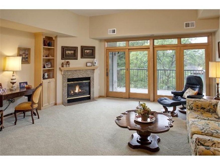 Floor to ceiling sliders, transom windows, gas fir