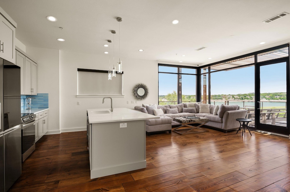 Kitchen featuring stainless steel appliances, flo