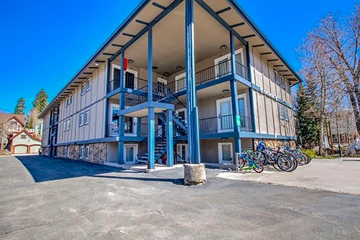 View of building exterior featuring stairway