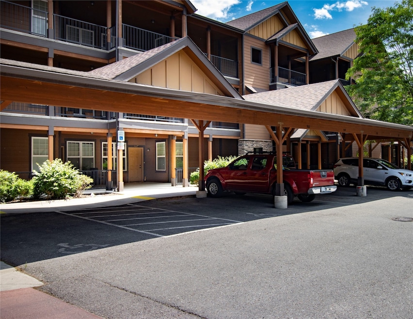 View of covered parking lot