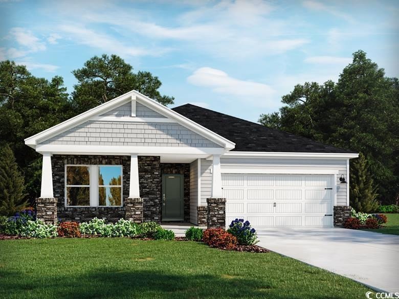 Craftsman-style house featuring stone siding, an a