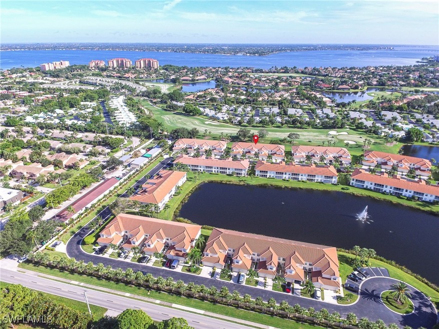 Aerial view of property's location with a nearby b