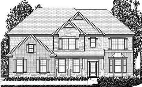 Exterior Front. Rendering of plan/elevation