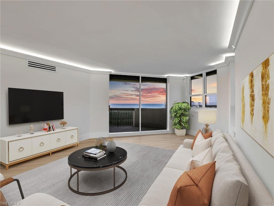 Living room featuring light wood-type flooring