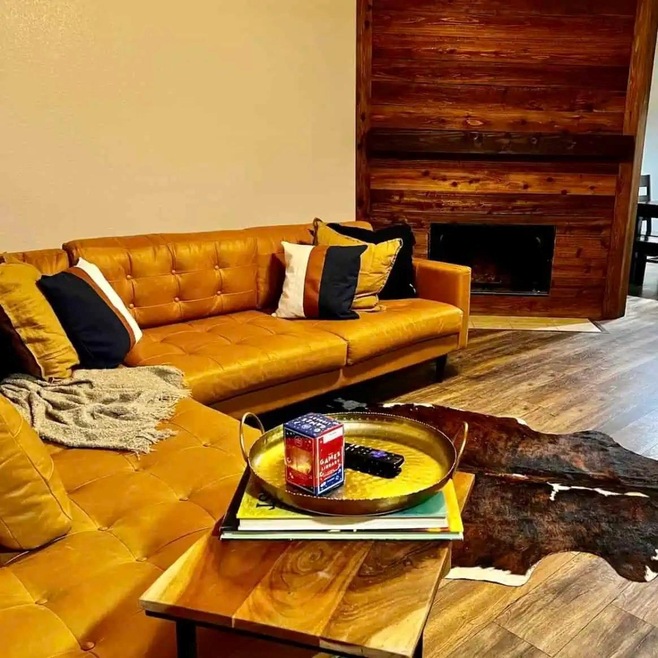 Living room with hardwood / wood-style floors