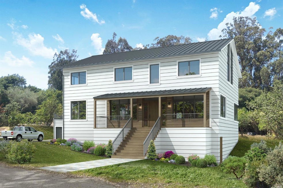 Rendering of the front of the house, perspective f