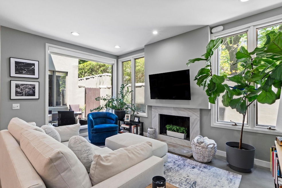 Living area with recessed lighting, a premium fir