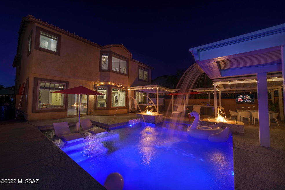 backyard oasis at twilight