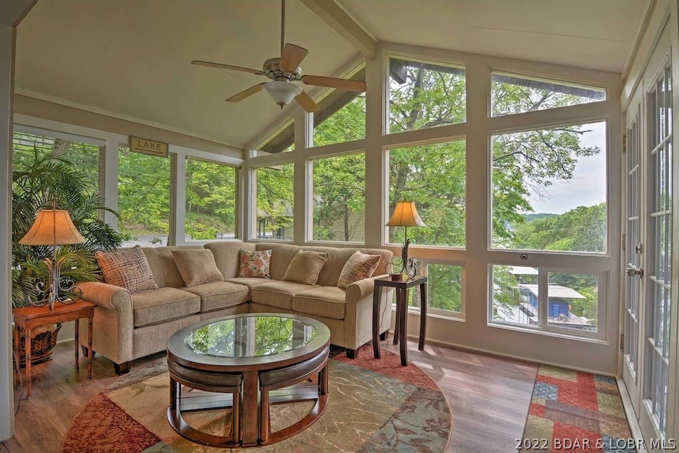 Family room on main level looking out to the lake.