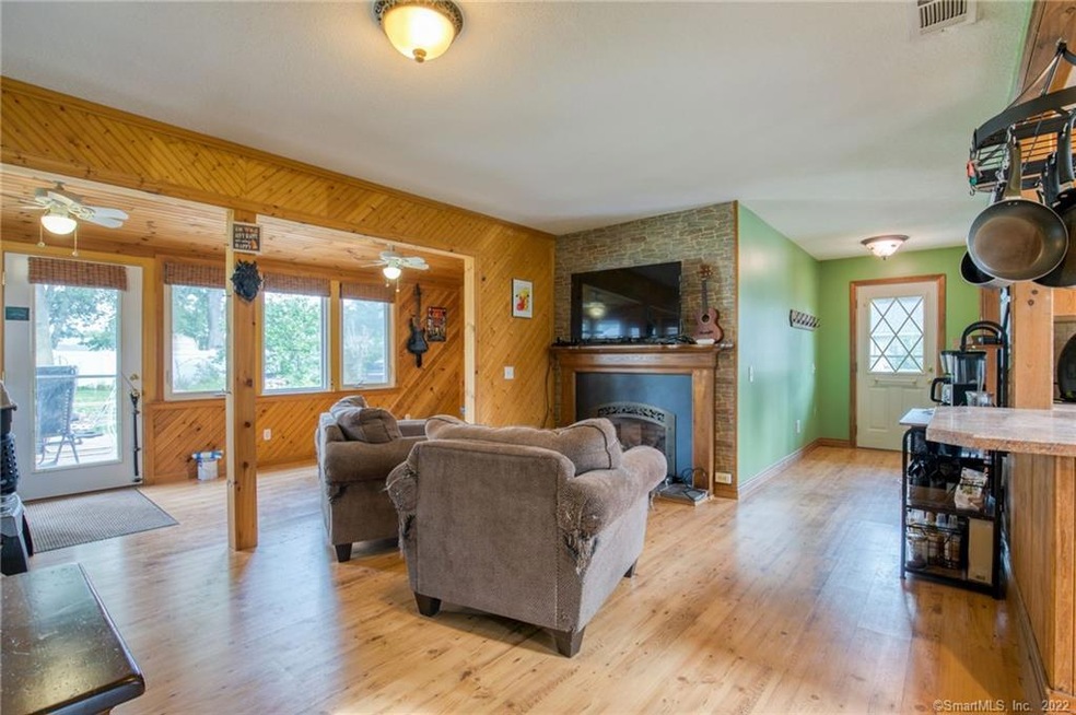 Open living room and dining room area