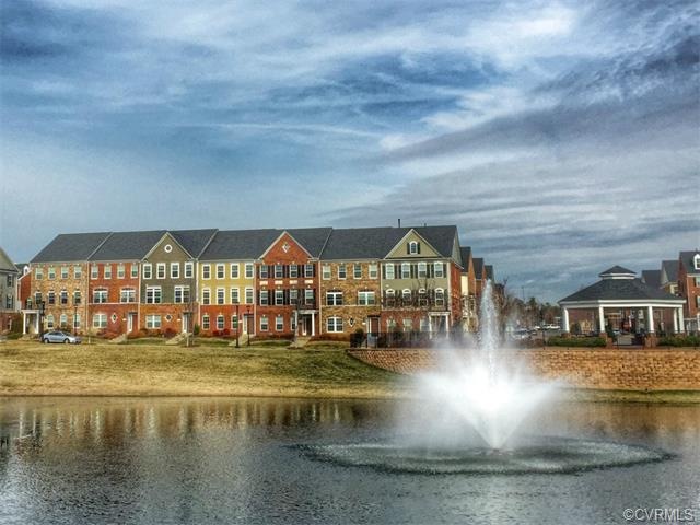 View of townhouse from across the pond
