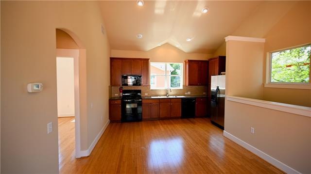 View to kitchen from living area.