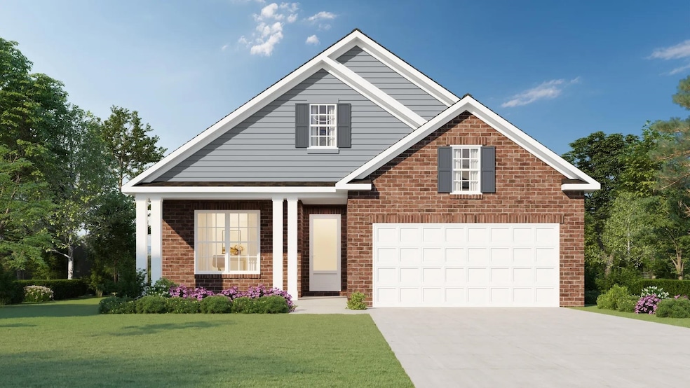 View of front of house with brick siding, a front 