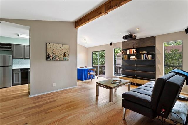 Vaulted ceilings and wood floors