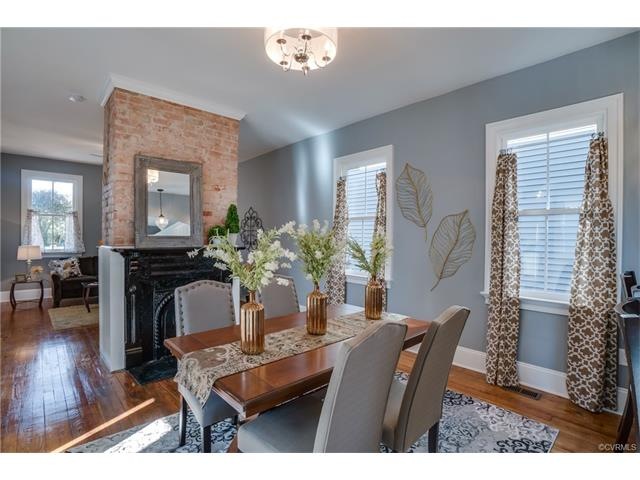 Beautiful view of double-sided exposed brick Firep