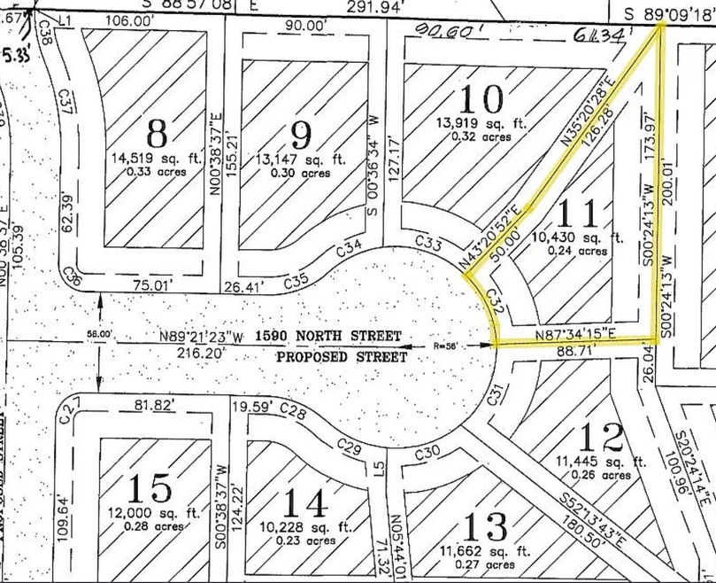 Map showing property parcels