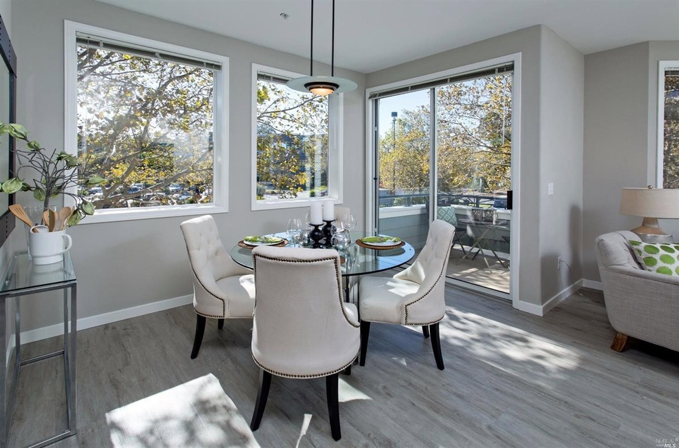 Elegant dining area adjacent to sunny deck