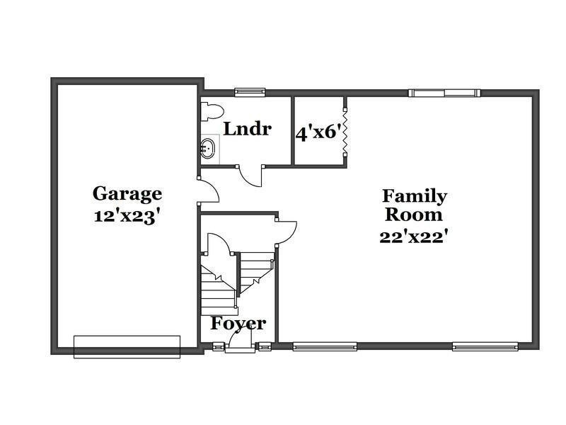 Exterior Front. Basement Level