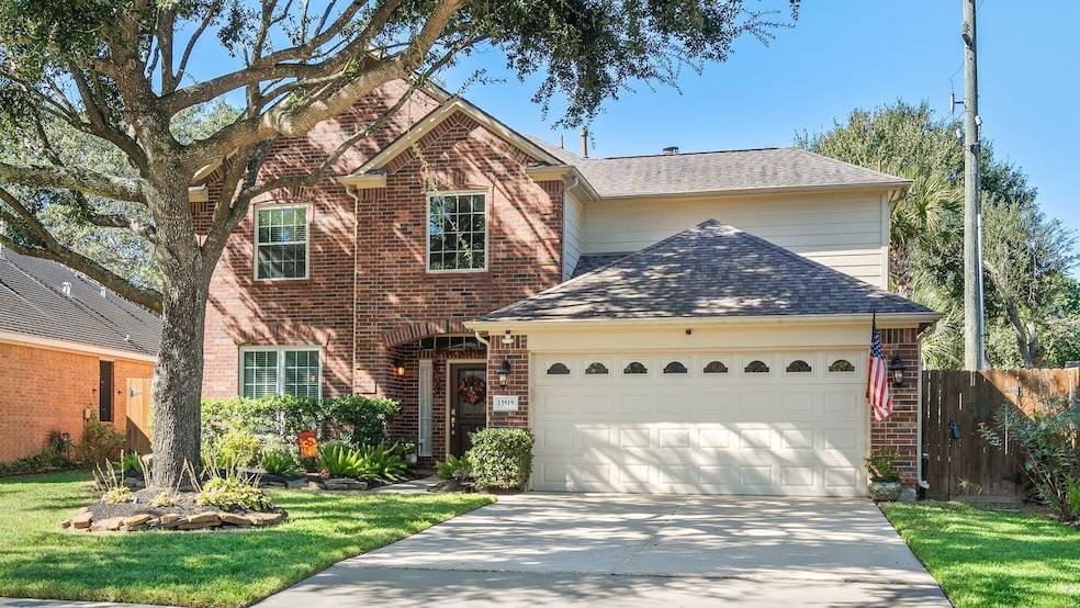 This charming two-story brick home features a well-maintained front yard with mature trees and landscaping. It has a double garage and a welcoming entrance, perfect for families seeking a comfortable and inviting residence.