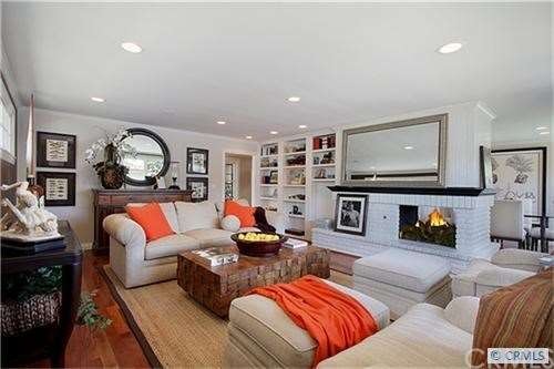 Fabulous great room with fireplace and bookcases
