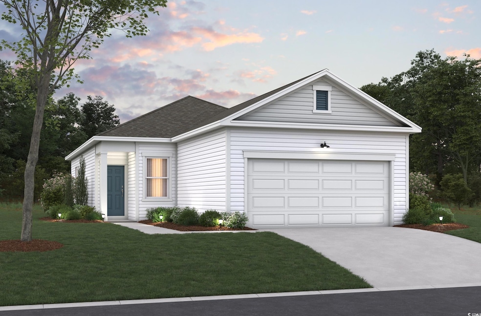 Ranch-style house with a front yard, concrete driv