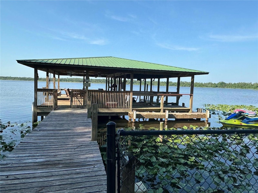 The huge dock faces state forest on Lake Walk in Water