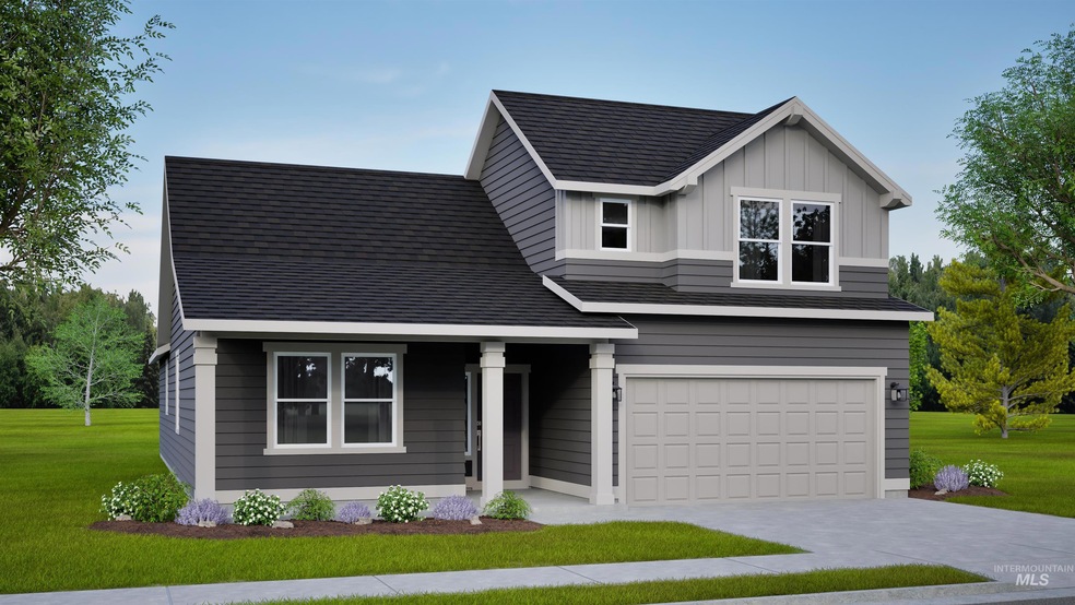 View of front of home featuring an attached garage, a front yard, and concrete driveway