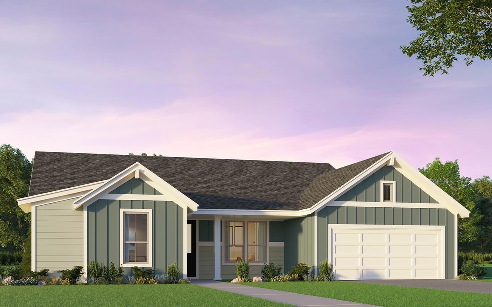 Ranch-style home featuring board and batten sidin
