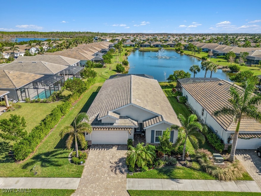 Aerial view of residential area featuring a large