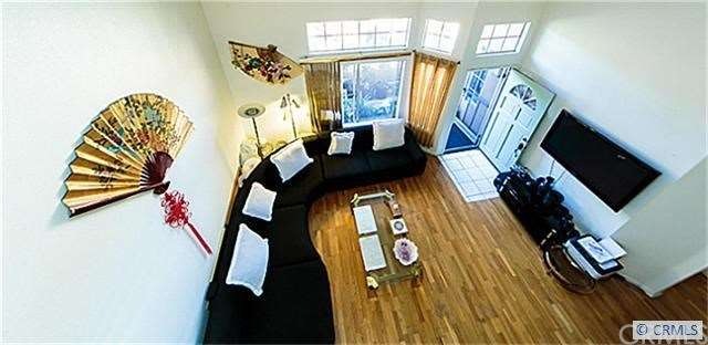 Looking over living room from loft
