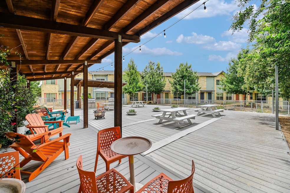 Wooden terrace with a residential view