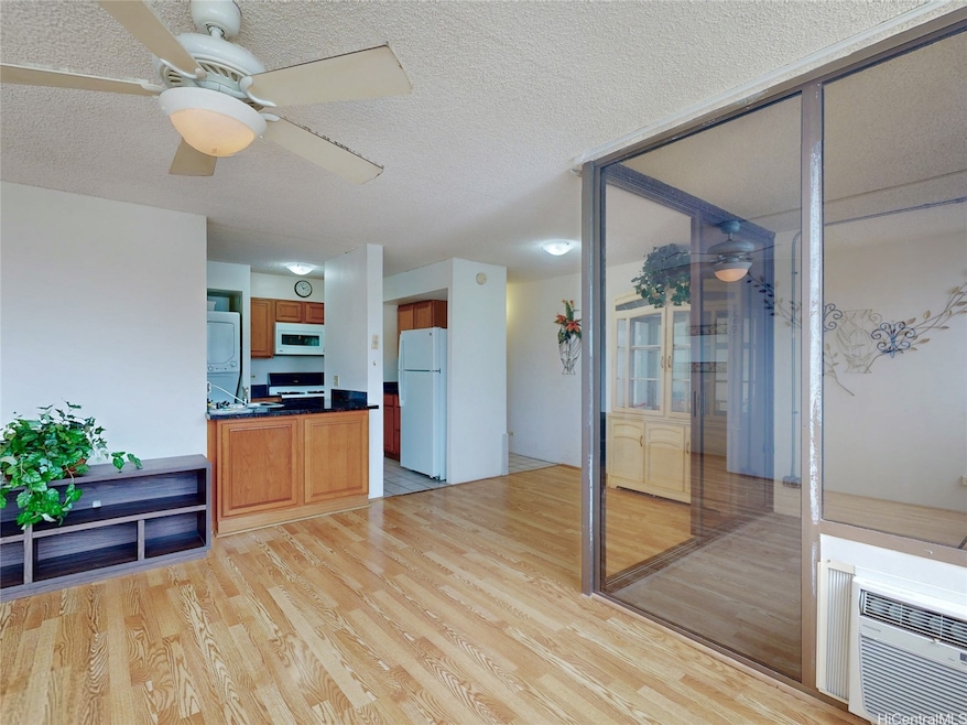 Living area and kitchen view