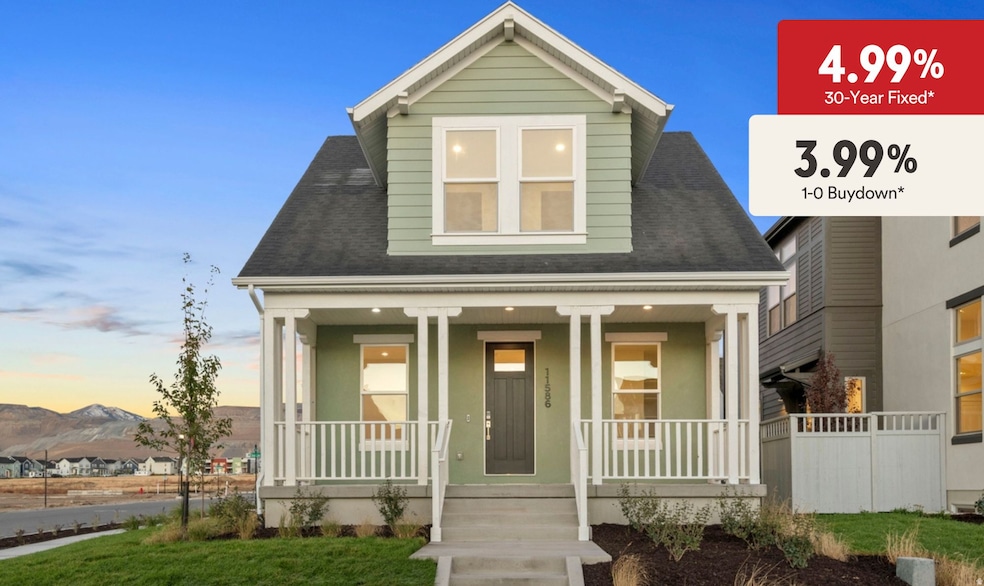 View of front of house featuring roof with shingles, a porch, and a mountain view