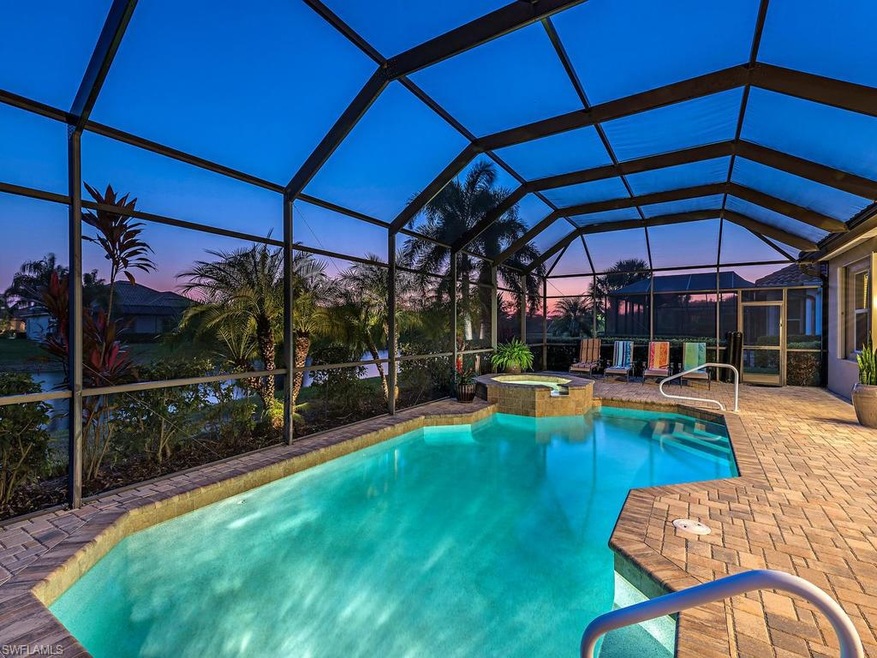 Custom saltwater pool and spa with extended lanai