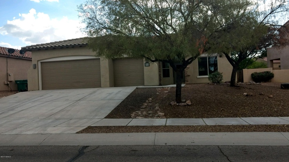Front of home- 3-car garage