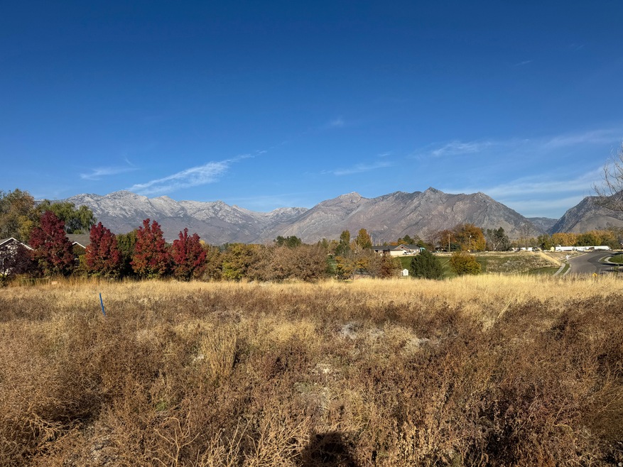 View of mountain backdrop with rural landscape