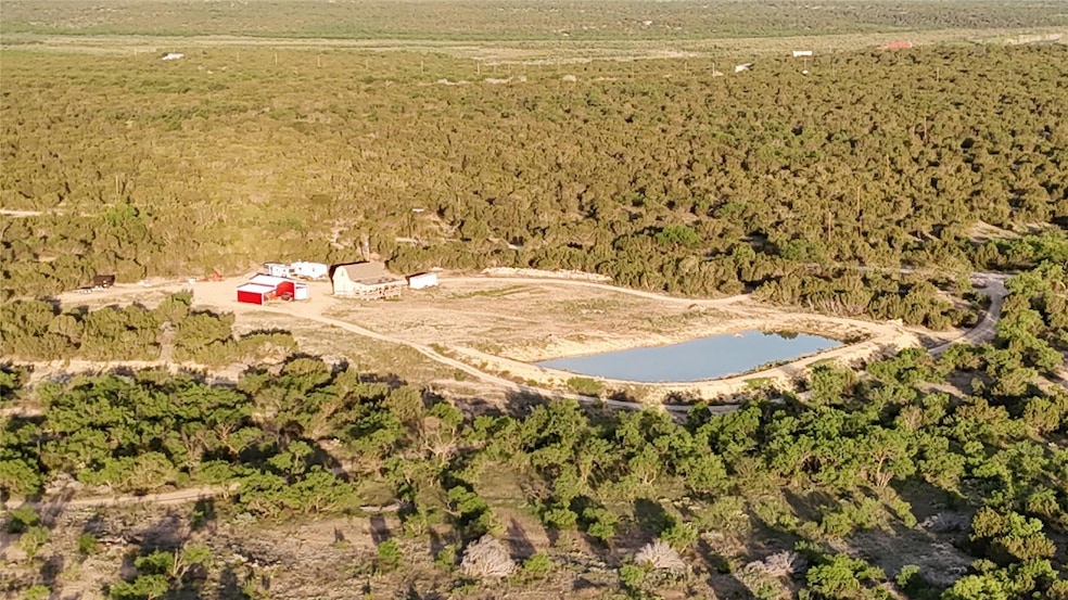 Aerial view of a heavily wooded area