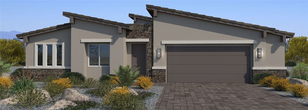 View of front of property with stone siding, decor