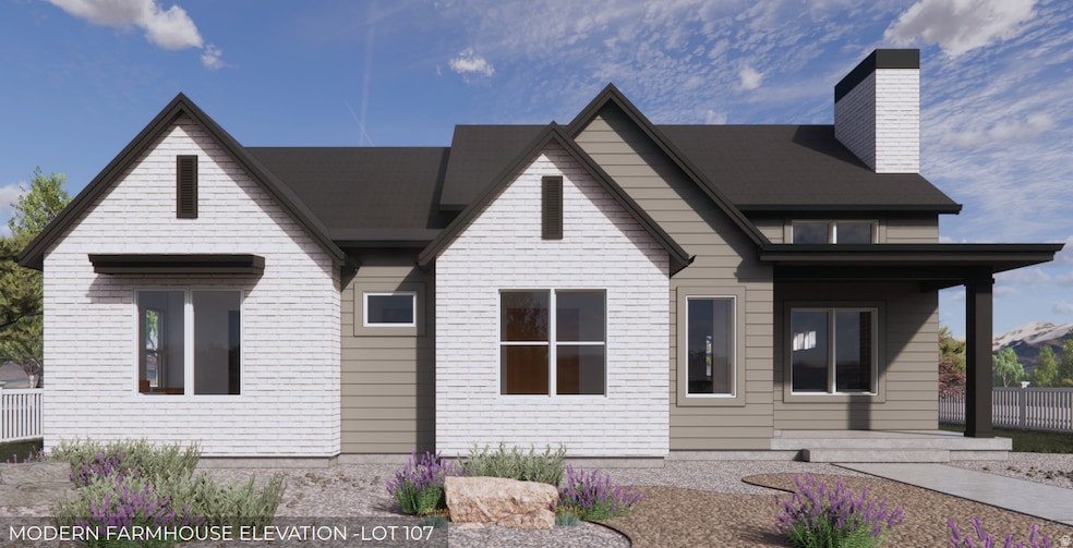 View of front of property with a porch and a chimney
