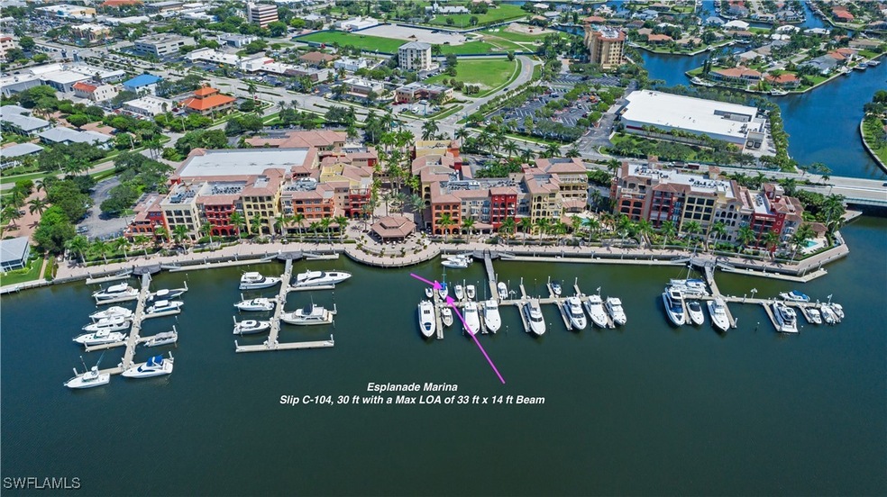 Bird's eye view of a large body of water and a mar