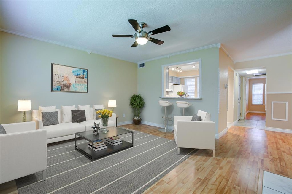 Family Room (virtually staged) with fireplace, ope