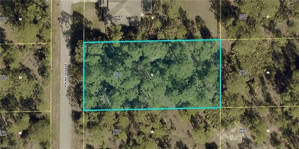 Aerial overview of property's location with property parcel outlined
