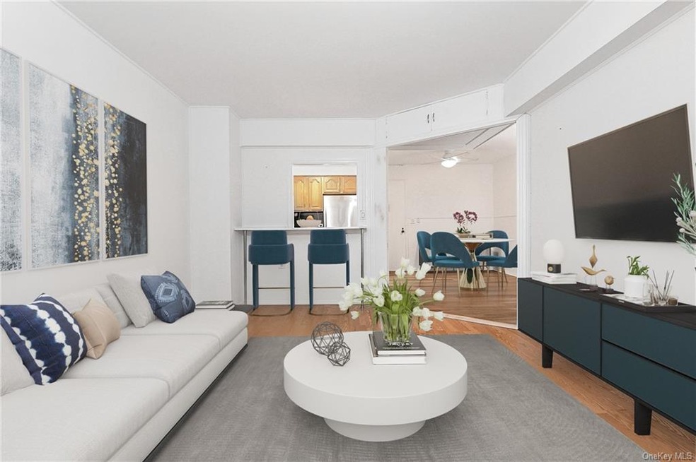 Virtually staged living room and dining room