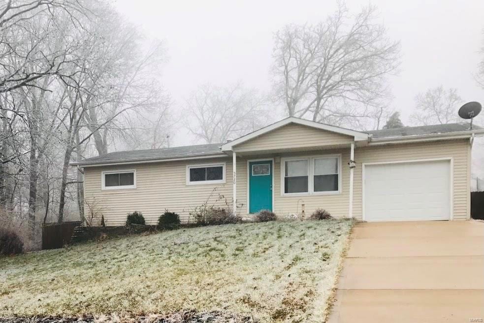 Front elevation. 1 car oversized garage, with addi