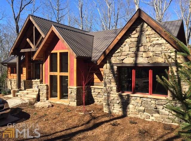 Rustic Elegance with wood, stone and modern red tr