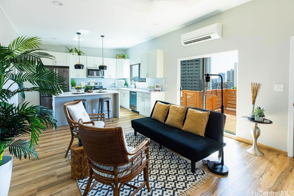 Spacious living room with extra high ceilings.