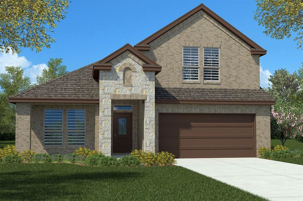 D.R. Horton's Cimarron Floorplan Elevation H. All photos shown here may not depict the specified home & features included are for illustration purposes only