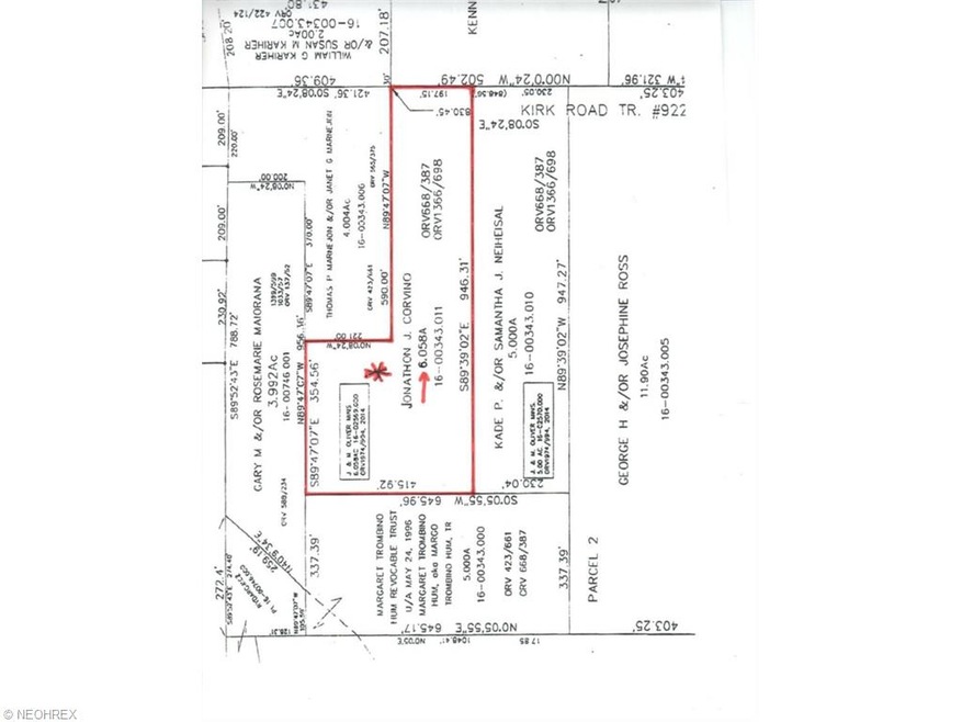 copy of Plat . showing 197 feet frontage on KIRK R